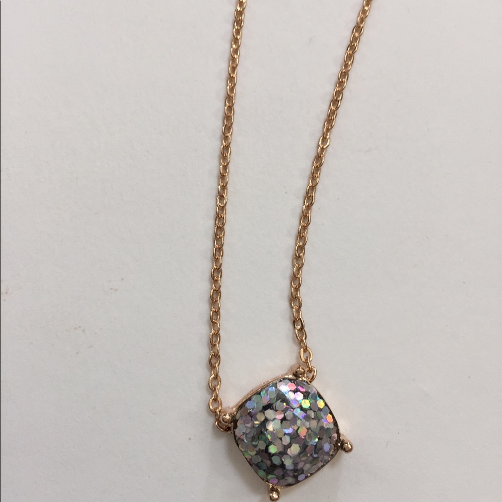 Silver Glitter Gum Drop Necklace - Picture 2 of 3